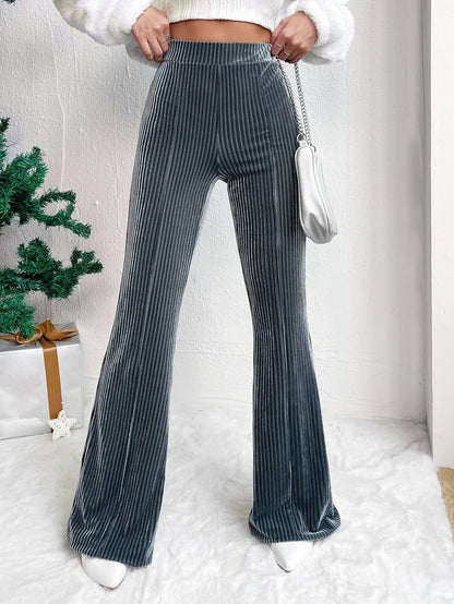 Casual High Waist Corduroy Trumpet Pants for Women