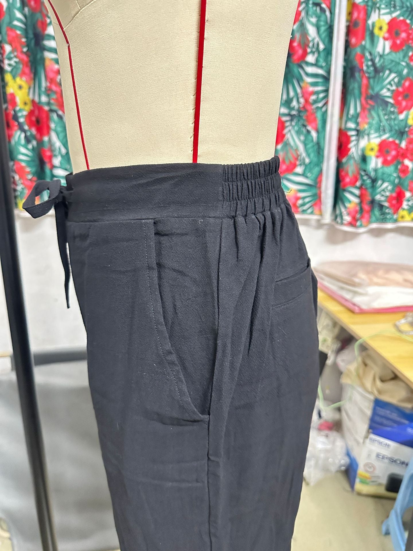 Casual Linen Drawstring Women Pants
