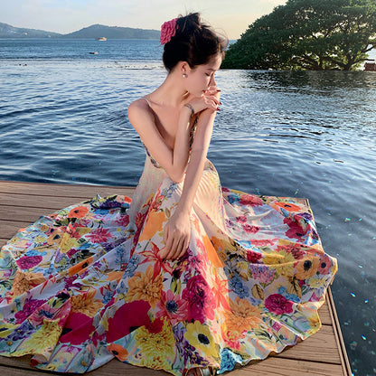 Colorful Oil Painting Summer Holiday Dresses for Women