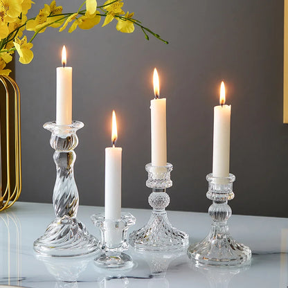Novelty Glass Candle Holder Nordic Decor Candlestick Romantic Candle Stand Desk Accessories Wedding Centerpieces Ornament Gifts