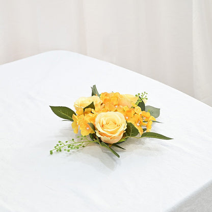 20Cm Rose Garland Candlestick Silk Artificial Flower Wreath For Candle Holder Window Props Home Party Wedding Table Decoration