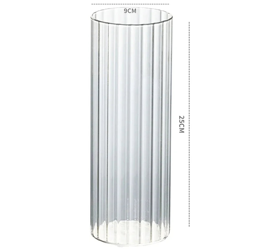 Ribbed Glass Hurricane Candle Holders Home Decor Pillar Candles Glass Vase Floating Candle Wedding Ornaments