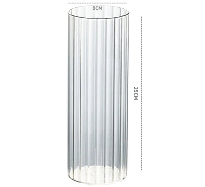 Ribbed Glass Hurricane Candle Holders Home Decor Pillar Candles Glass Vase Floating Candle Wedding Ornaments