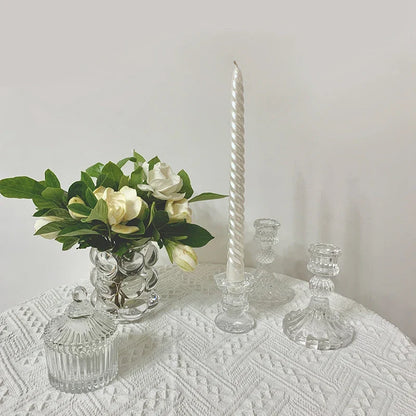 Glass Candle Holder Elegant Candlestick Romantic Decoration for Wedding Centerpiece Candle Rack Table Decor Ornament bougeoir