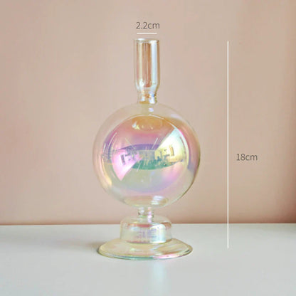 Glass Candle Holder Home Decor Nordic Rainbow Vase Flower Table Living Room Decoration Candlestick Holder for Wedding