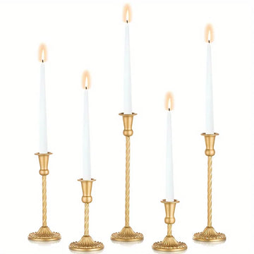 Ikeehome  Gold Candlestick Holders Set Of 5, Wedding Birthday Candlelight Dinner Table Centerpiece, Halloween And Christmas Decorations