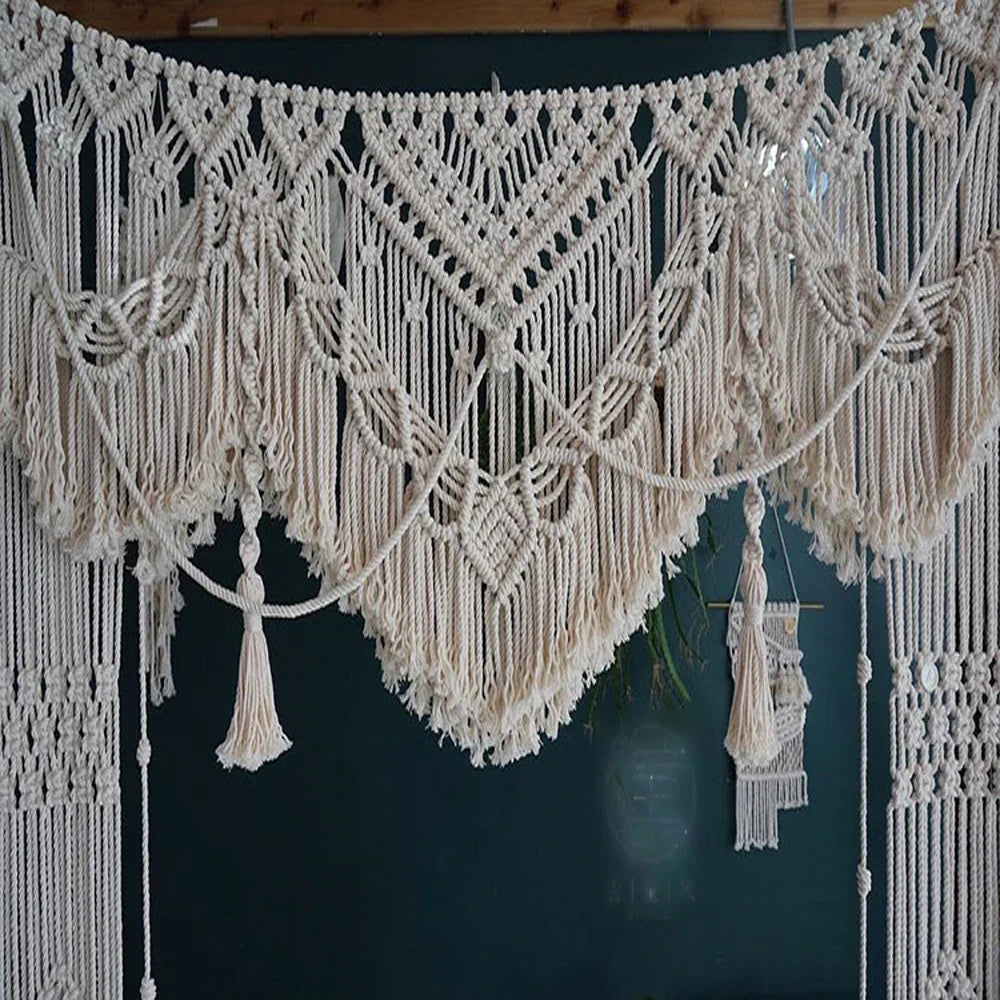 Nordic Handmade Cotton Wall Hanging Tapestry Macrame Wedding Backdrop Curtain Bohemia Tassel Wall Art Boho Home Decor
