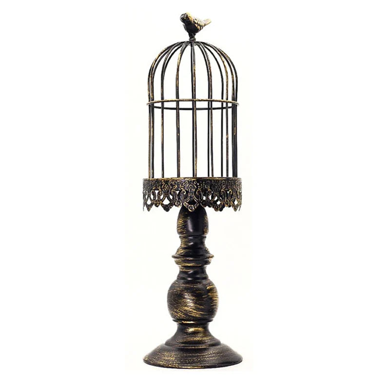 Retro Bird Cage Candle Holder Metal Iron Art Candlestick Luxury Romantic Wedding Party Home Tables Centerpieces Decoration Craft
