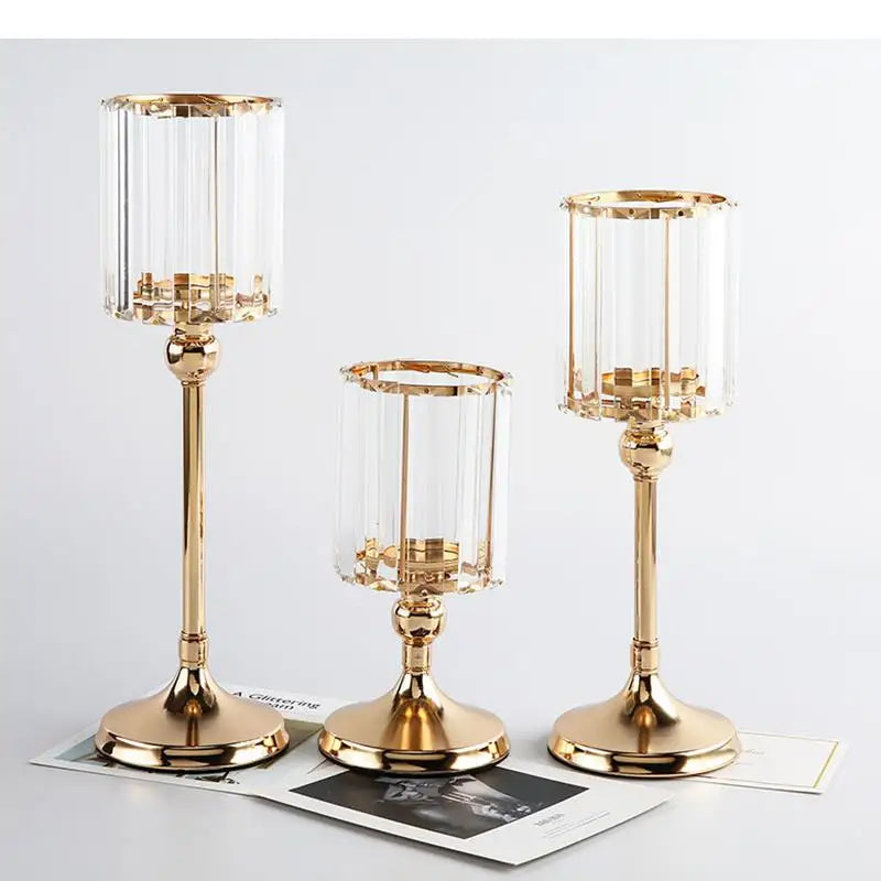 Glass Candle Holder Metal Stand Storage Ornament Candlestick Household Desktop Simple Crafts Candle Holder Candelabra Decoration