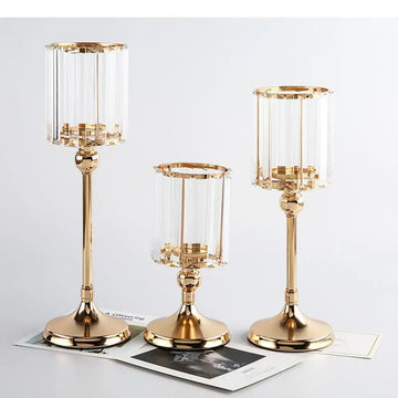 Glass Candle Holder Metal Stand Storage Ornament Candlestick Household Desktop Simple Crafts Candle Holder Candelabra Decoration