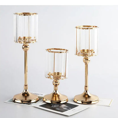 Glass Candle Holder Metal Stand Storage Ornament Candlestick Household Desktop Simple Crafts Candle Holder Candelabra Decoration
