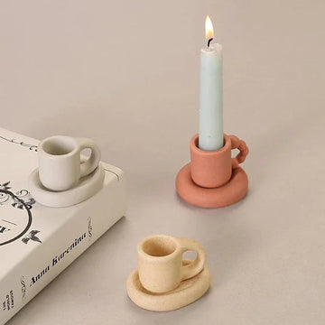 Nordic Decorative Cup-shaped Candle Holder Ceramic Candlesticks Wedding Centerpiece Ornaments Home Decoration