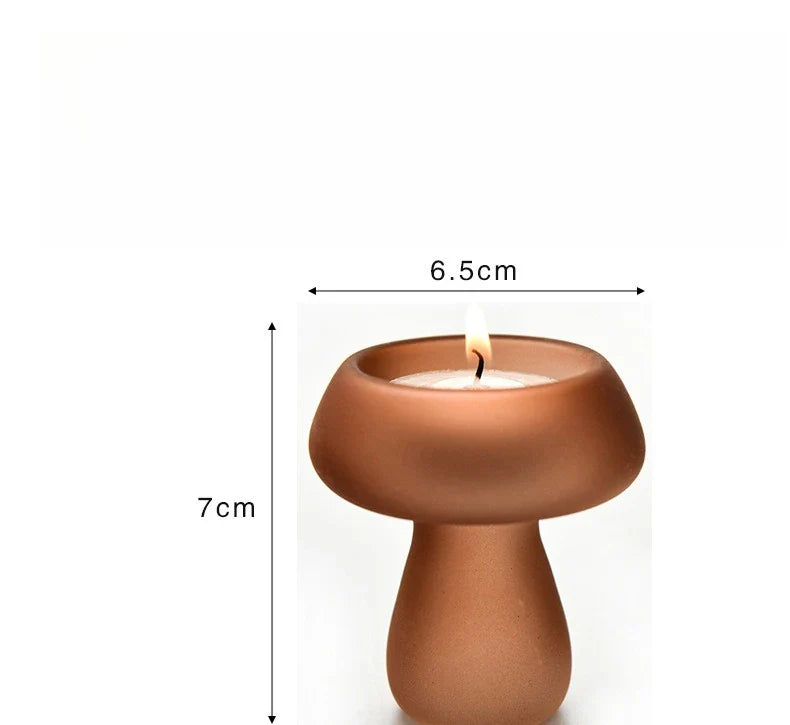 Creativity Mushroom-Shaped Candle Holder Glass Candlesticks Cute Room Decoration Desktop Ornament Home Decoration Ambiance Gifts