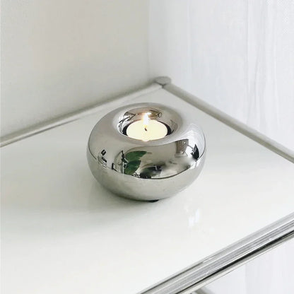 Ceramics Candle Holder Circular Silvery Candlestick Home Desktop Modern Simplicity Decor DIY Office Supplies Aromatherapy Gifts