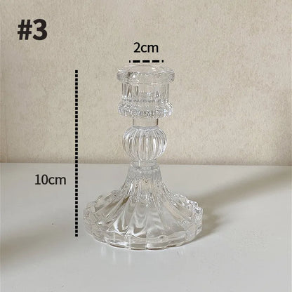 Glass Candle Holder Elegant Candlestick Romantic Decoration for Wedding Centerpiece Candle Rack Table Decor Ornament bougeoir