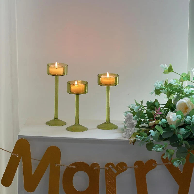 3pc Tealight Glass Candle Holder Set Wedding Table Centerpieces Home Decoration Candle Stand Holders Party Crystal Candlesticks