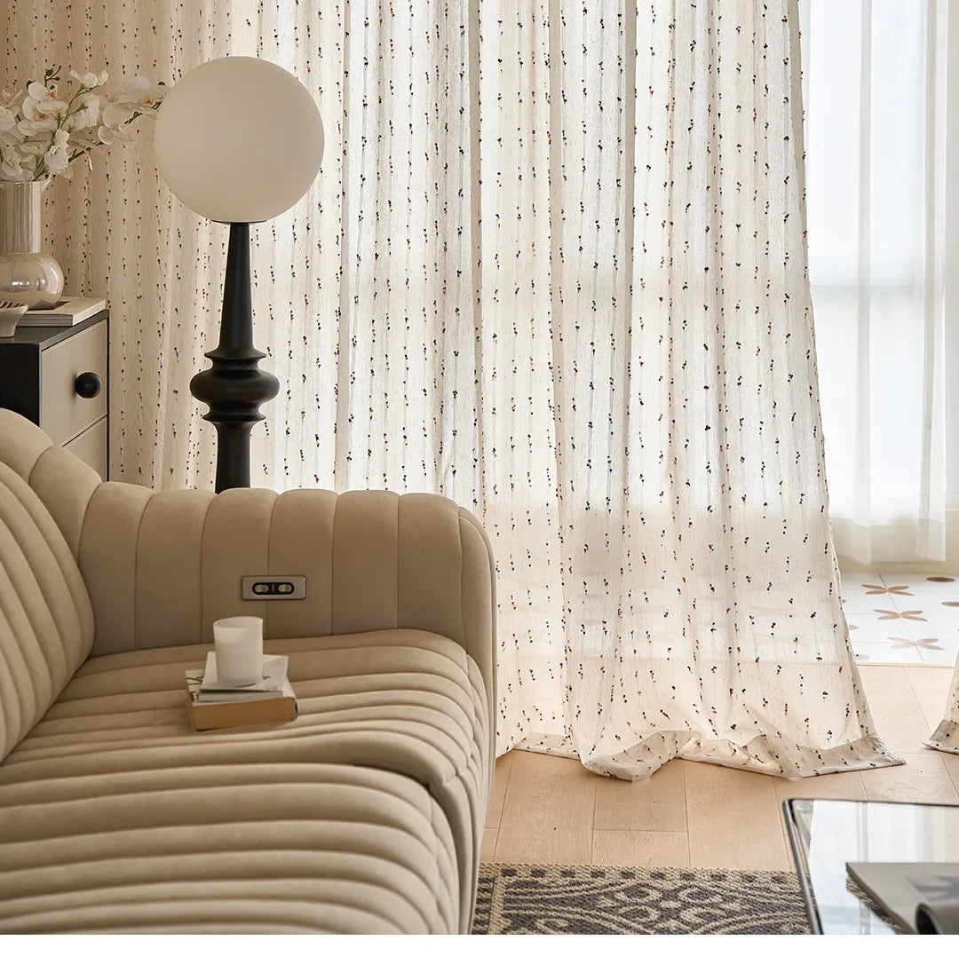 White Cute Candy Vertical Yarn Curtain for Kids Bedroom Living room Embroidered Window Screen Sheer Drape Study Home Decor