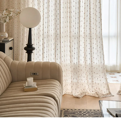White Cute Candy Vertical Yarn Curtain for Kids Bedroom Living room Embroidered Window Screen Sheer Drape Study Home Decor