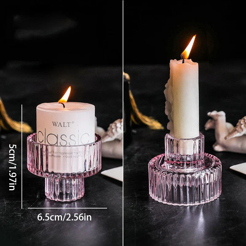 Nordic Glass Candlestick Candle Holders Tealight Candle Stand Transparent Glass Candlestick Candle Base Christmas Home Decor