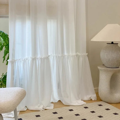 French Skirt Special Design White Sheer Curtains For Princess Rooms, Dust-proof Partition Curtains, Tulle Curtains For Windows