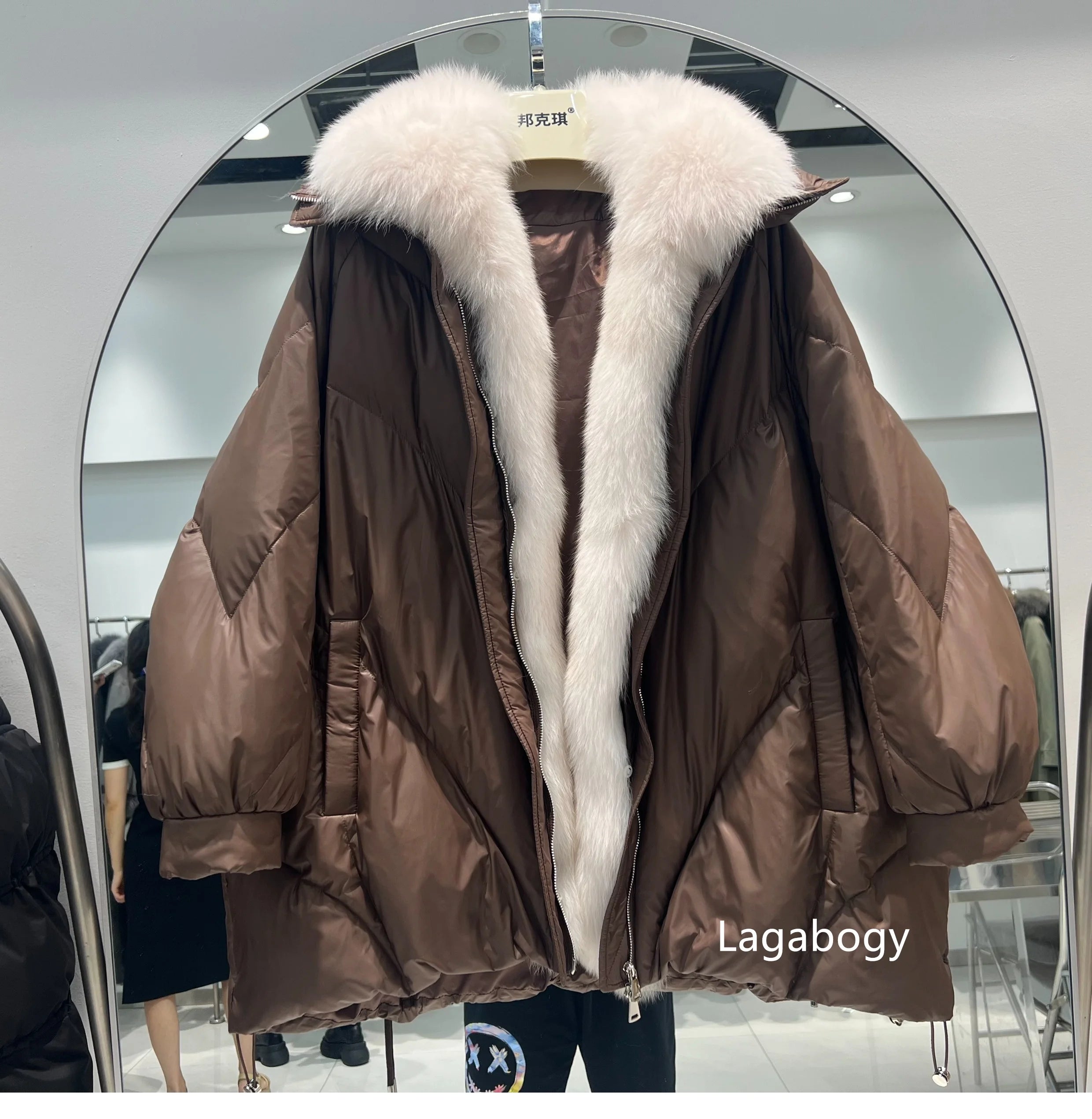 Fashion Fox Fur Winter Women Goose Down Jacket Coats