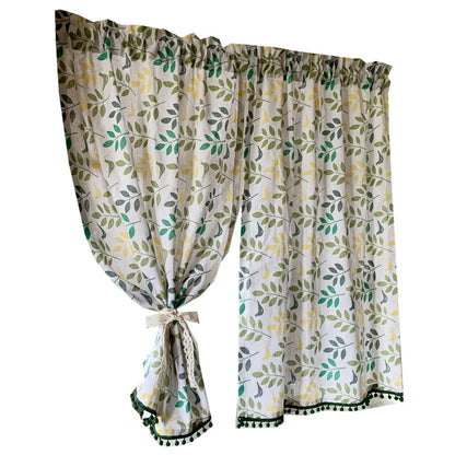 American curtains short curtain semi-blackout cotton linen pastoral bay window kitchen curtains for bedroom занавески