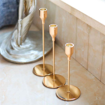 3Pcs/Set Chinese Style Metal Candle Holders Simple Golden Wedding Decoration Bar Party Living Room Decor Home Decor Candlestick