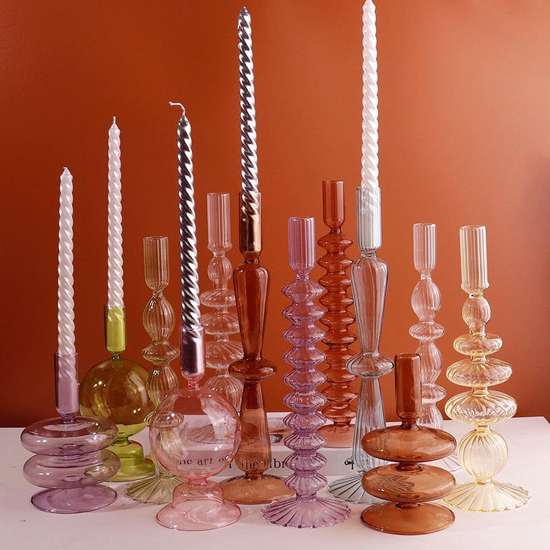 Romantic Glass Candle holder candlelight dinner Nordic Candlestick Wedding centerpieces  Birthday living room home decor