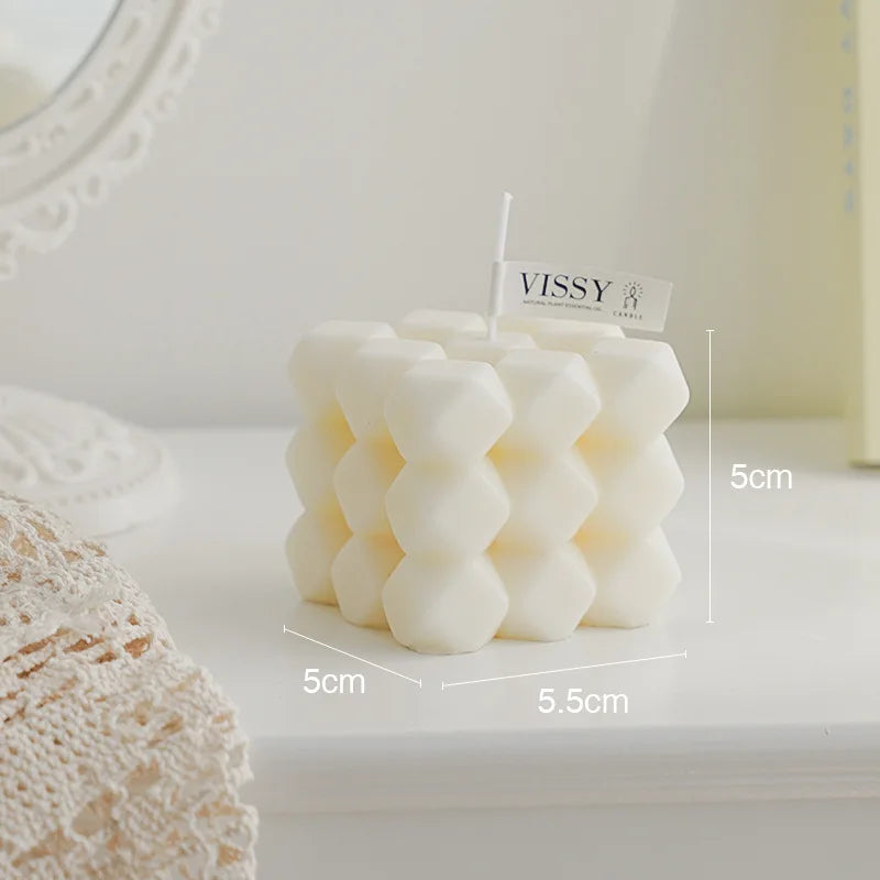 2Inch Bubble Cube Candle Cute Soy Wax Aromatherapy Small Candles scented  relaxing Birthday Gift 1PC
