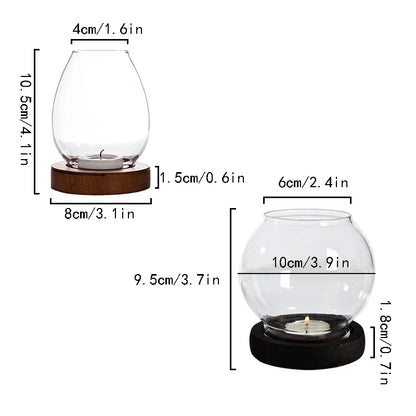 Transparent Round Glass Candlestick Retro Home Windproof Candle Holders Cup Cover Table Decor Ornament Wedding Party Accessories
