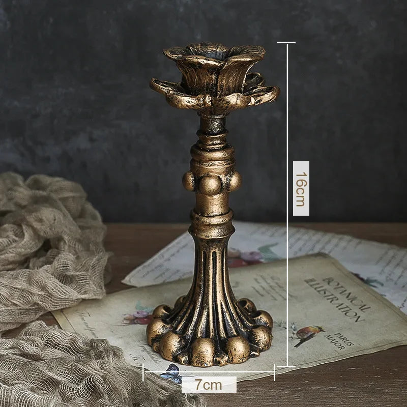 1Pc Antique Candlestick Resin Candle Accessory Retro Candle Holder French Candle Sconce Nostalgic Candlestick Home Decor GiftsWF