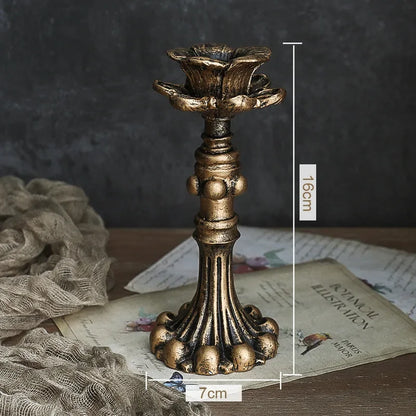 1Pc Antique Candlestick Resin Candle Accessory Retro Candle Holder French Candle Sconce Nostalgic Candlestick Home Decor GiftsWF