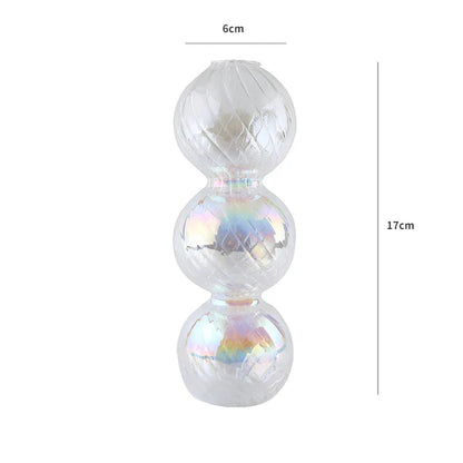 Glass Candle Holder Home Decor Nordic Rainbow Vase Flower Table Living Room Decoration Candlestick Holder for Wedding