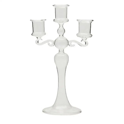 3 Heads Retro Transparent Candlesticks Taper Candle Holders Tall Candlesticks Decoration Party Glass Home Decor Wedding Decor