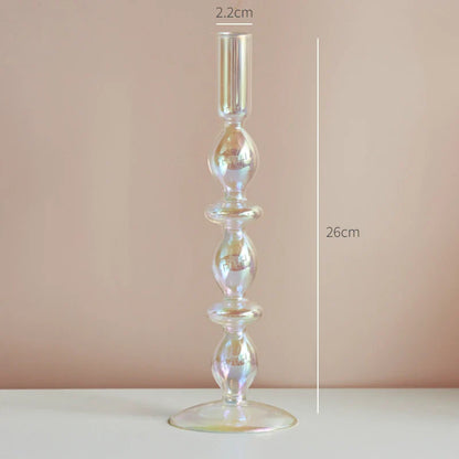 Glass Candle Holder Home Decor Nordic Rainbow Vase Flower Table Living Room Decoration Candlestick Holder for Wedding