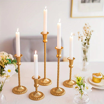 Ikeehome  Gold Candlestick Holders Set Of 5, Wedding Birthday Candlelight Dinner Table Centerpiece, Halloween And Christmas Decorations