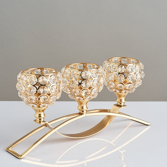 Metal Candle Holders Candlestick Crystal Coffee Dining Table Centerpieces Stand Candlesticks Wedding Christmas Home Decoration