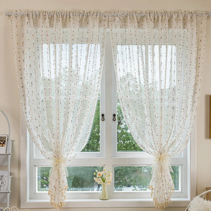 Modern Minimalist Striped Privacy Sheer Curtain, High-Quality Linen Sheer Voile with tassel Embellishment,Cute Home Drapes