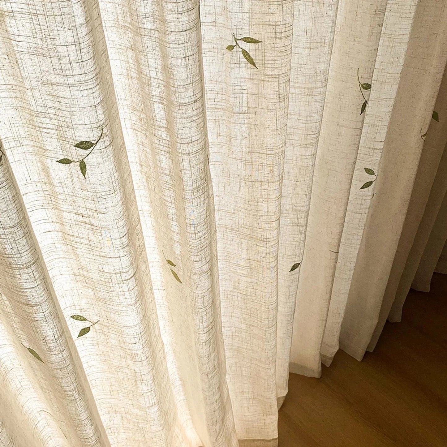 French Embroidered Bird Linen Curtain For Living Room, Privacy Sheer Curtain For Bedroom, Machine Washable .Easy Install Curtain