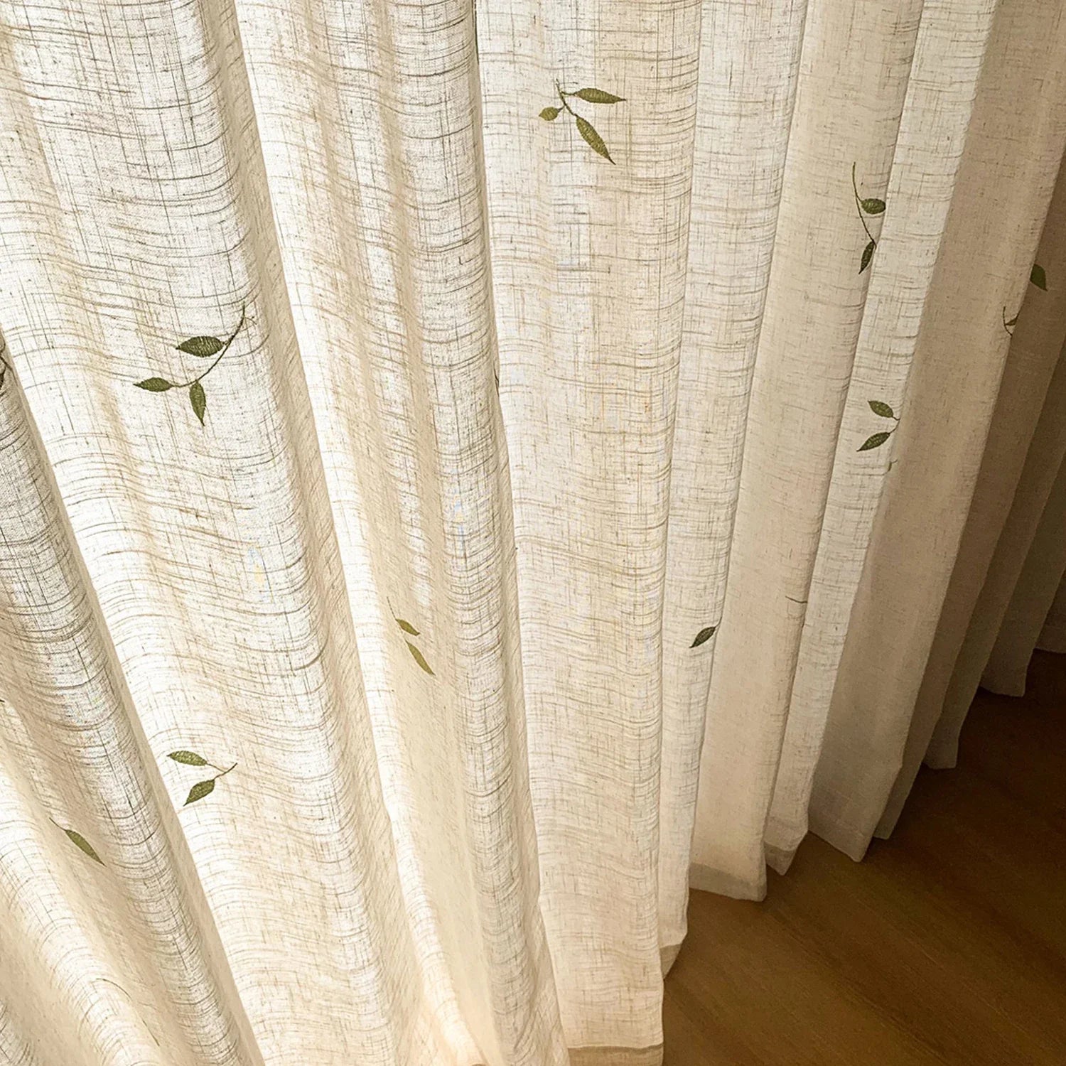 French Embroidered Bird Linen Curtain For Living Room, Privacy Sheer Curtain For Bedroom, Machine Washable .Easy Install Curtain
