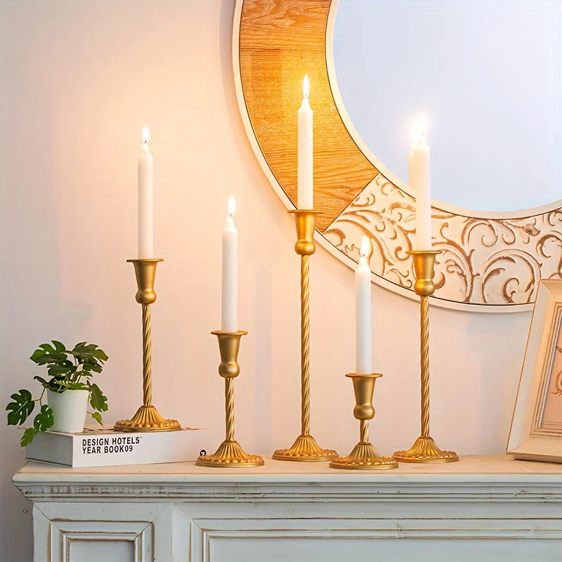 Ikeehome  Gold Candlestick Holders Set Of 5, Wedding Birthday Candlelight Dinner Table Centerpiece, Halloween And Christmas Decorations