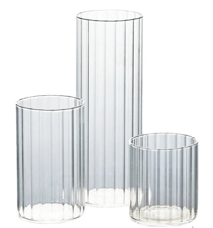 Ribbed Glass Hurricane Candle Holders Home Decor Pillar Candles Glass Vase Floating Candle Wedding Ornaments