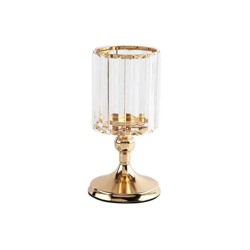 Glass Candle Holder Metal Stand Storage Ornament Candlestick Household Desktop Simple Crafts Candle Holder Candelabra Decoration