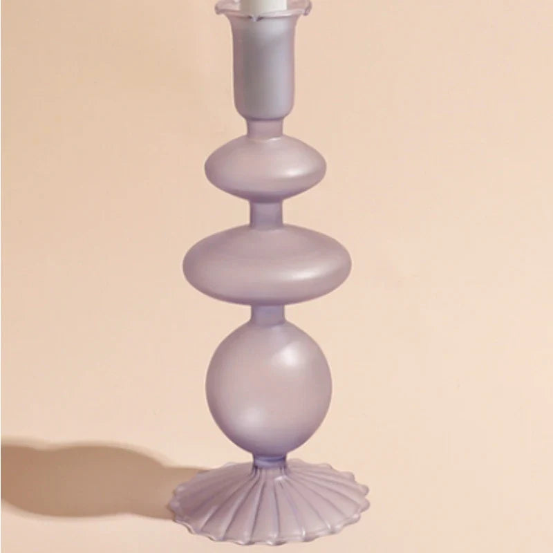 1pc Matte Glass Candle Holders Home Decoration Candlestick Birthday Candle Holder Dining Table Decoration Candle Home Decore