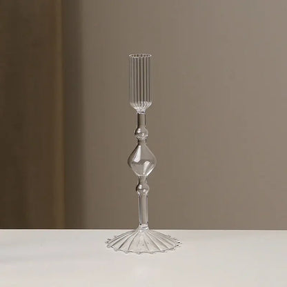Retro Glass Candle Holder Wedding Supplies Candlelight Dinner Candlestick Props Ornament High Footed Candlestick Home Decoration