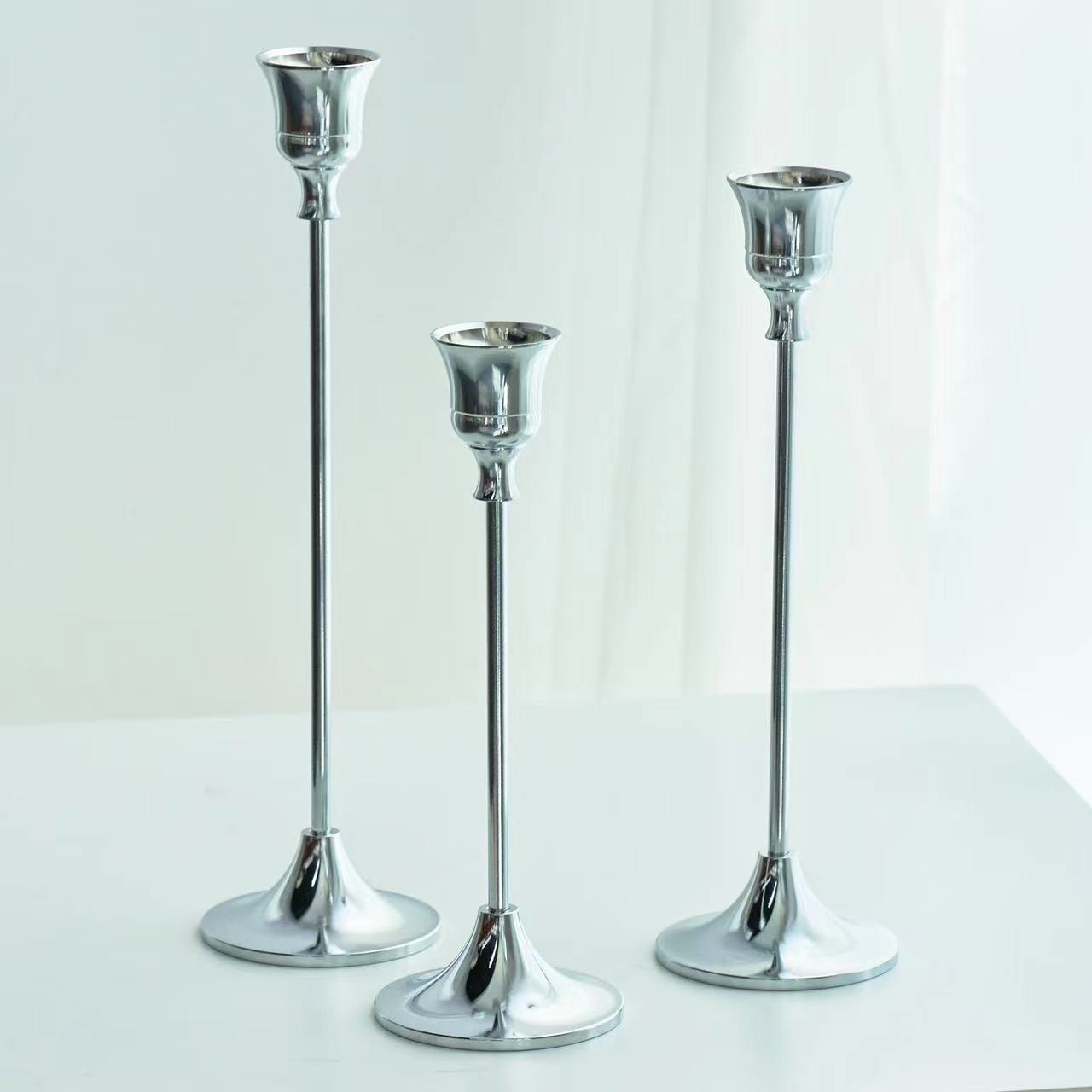 3pc Candlestick Holders Kit Brass Gold Candlestick Set Candle Holders Decorative Candlestick Stand for Wedding Party Dinning