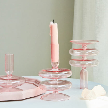 Taper Candle Holders Glass Candlesticks for Home Wedding Table Decoration Glass Vase Table Bookshelf Candles Stand