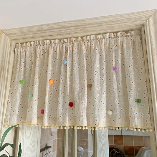 French pastoral floral door curtain cotton and linen bedroom partition bathroom feng shui curtain