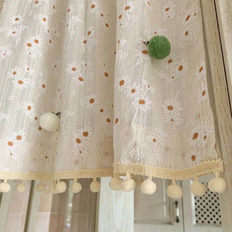 French pastoral floral door curtain cotton and linen bedroom partition bathroom feng shui curtain