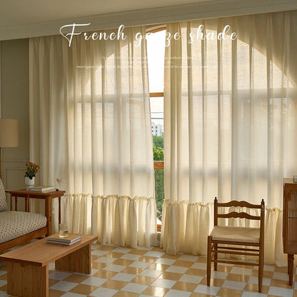 French Romantic and Elegant Rococo Living Room Decorative Curtains Bedroom High-grade Cotton and Linen Cream IG Blackout Curtain
